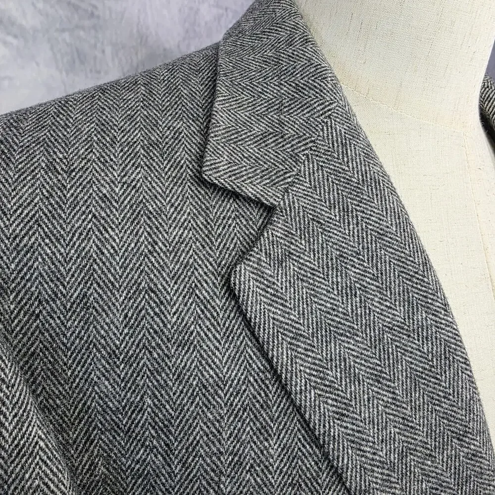 Gianfranco Ruffini Blazer Mens 42R Gray Herringbone Camel Hair Blend Italy Made - Picture 10 of 16